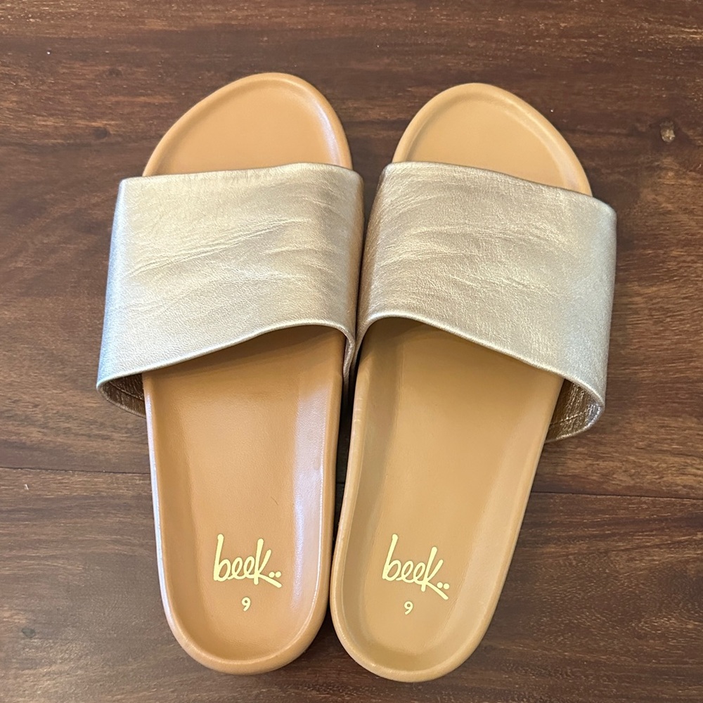 Beek Metallic Gold Slide Sandals